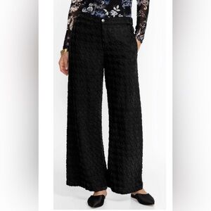 Johnny Was Black Textured Wide-Leg Pants